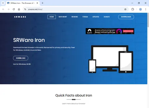 Download SRWare Iron browser for Windows, macOS, Linux and Android